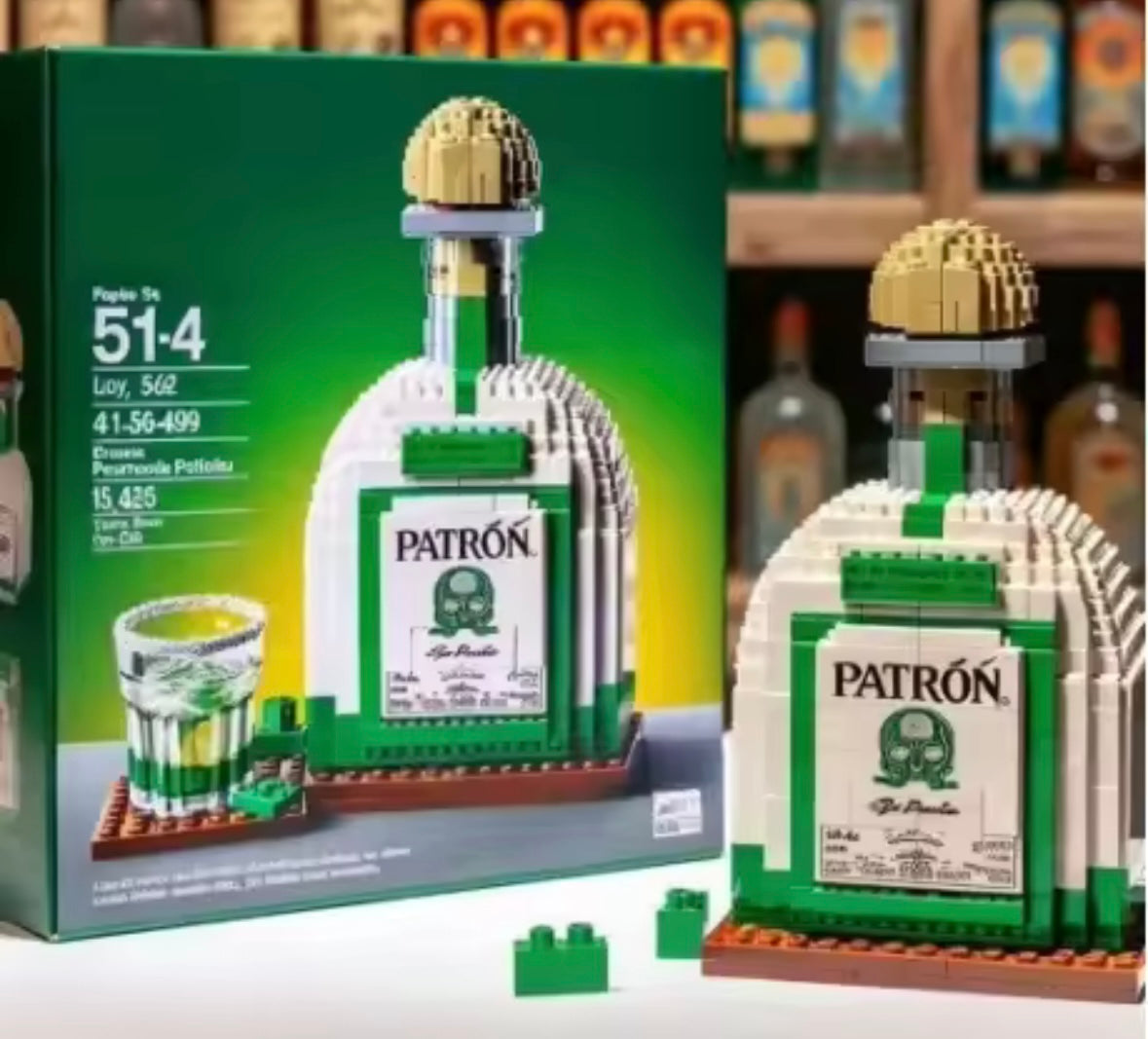Adult building block whisky bottles