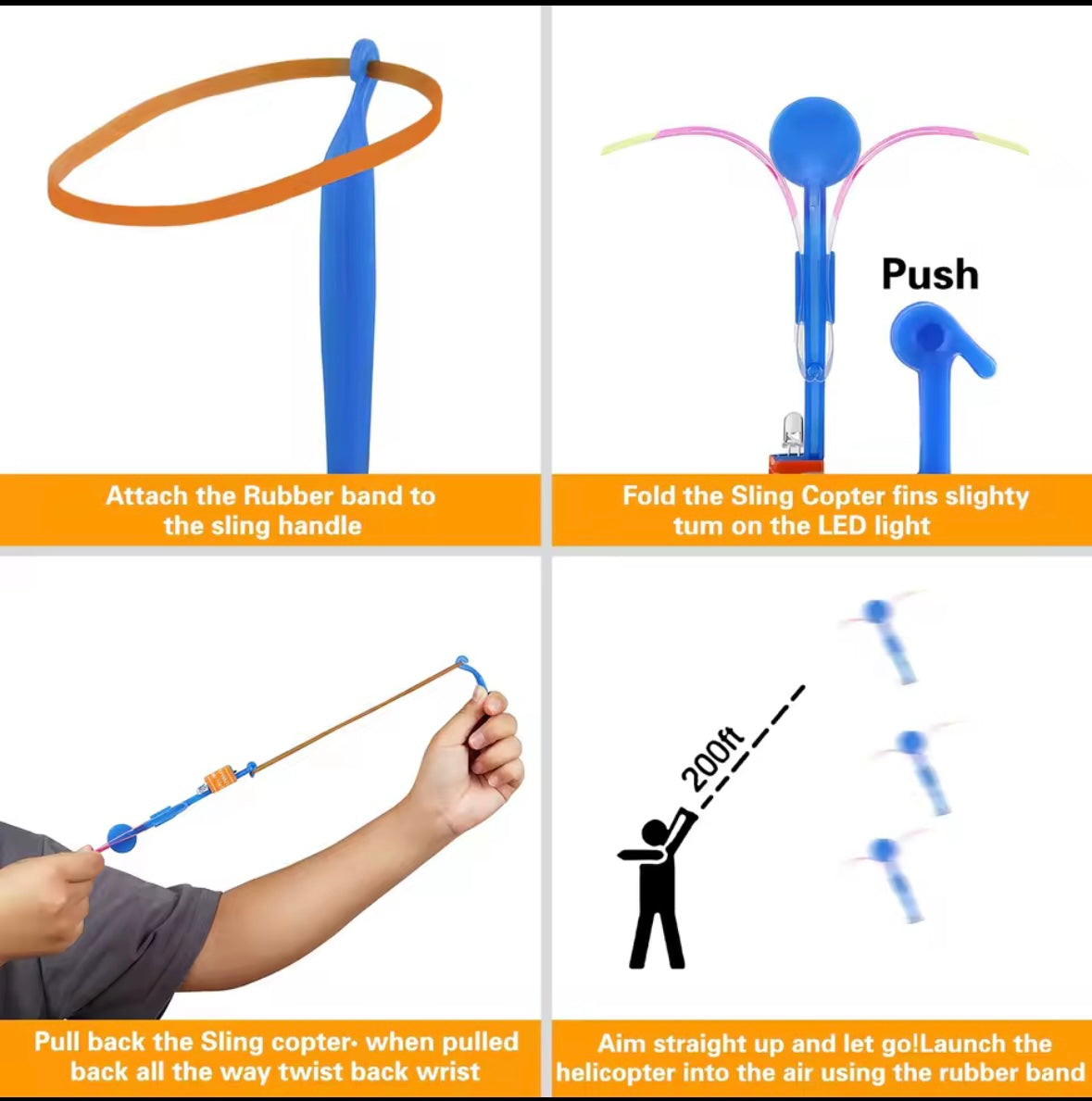 LED Flying Rocket Slingshot Toy – Flashing Light-Up Launcher for Kids & Adults | Outdoor Night Fun